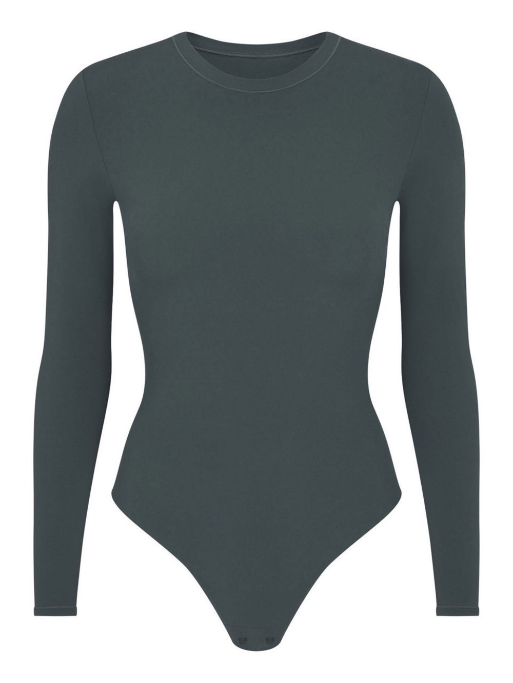 SKIMS Long-Sleeve One-Piece Swimsuit in Charcoal